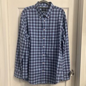 Charles Tyrwhitt Navy and Light Blue Plaid Button Up Long Sleeve Shirt XXL